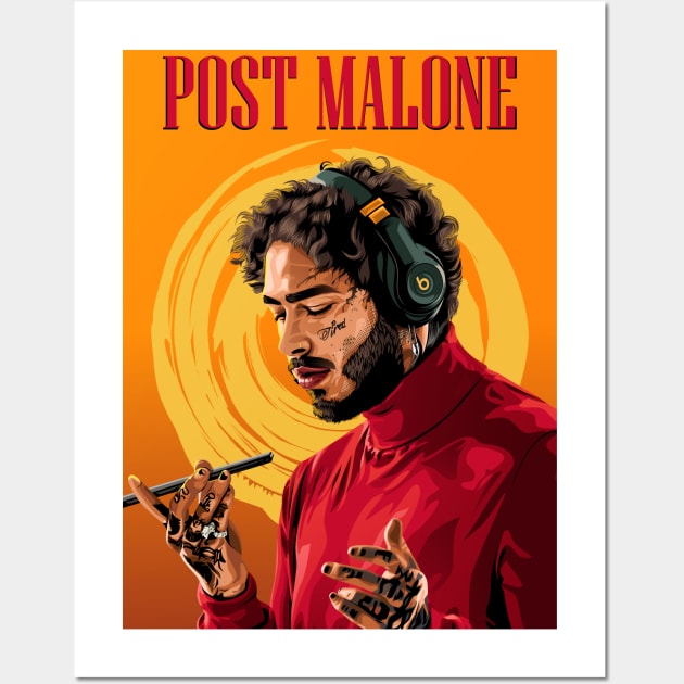 Melodies in Ink: Illustrating Post Malone's Musical Canvas Wall Art by Futbol Art